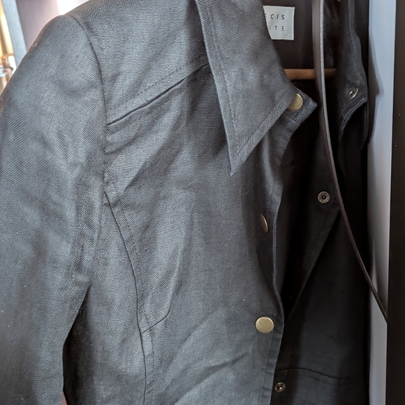 Dark Linen Button-Up Jacket 6 - Picture 6 of 7